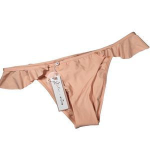 NWT‎ PQ SWIM x Helen Owen Ruffle Teeny Swimsuit Bikini Bottom Peach PILYQ Size L